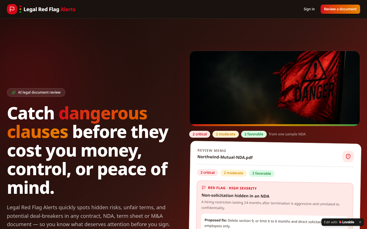 LEGAL RED FLAG ALERTS app preview