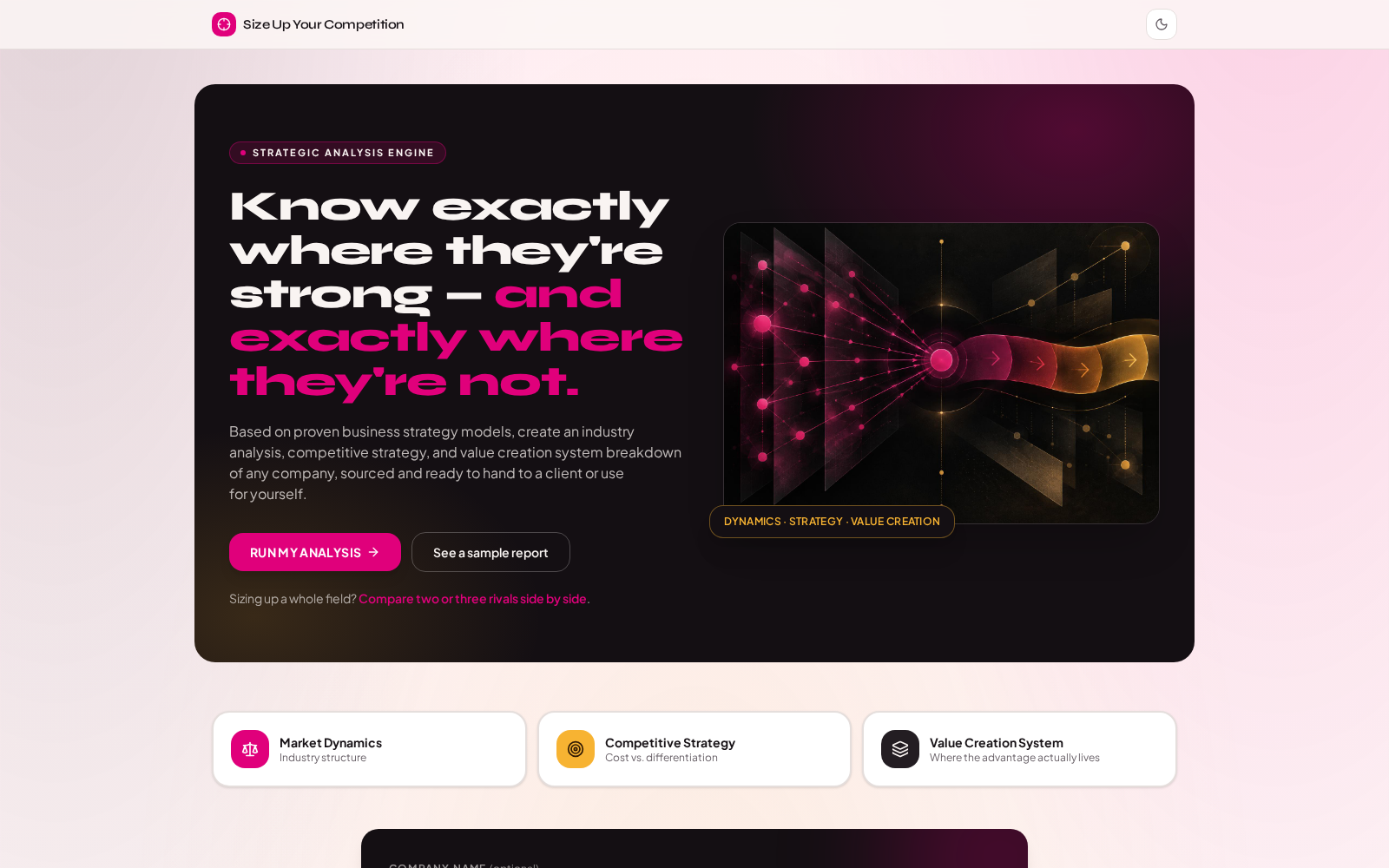 SIZE UP YOUR COMPETITION app preview