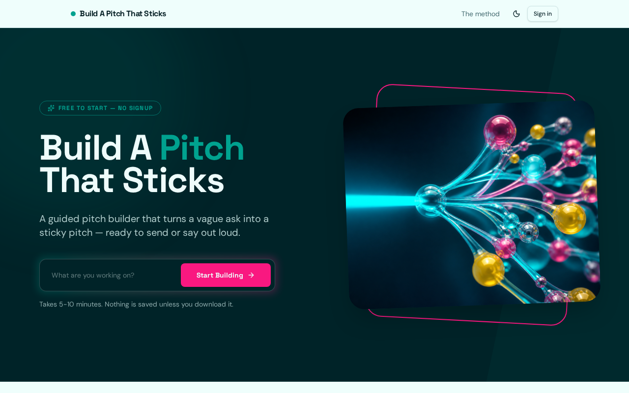 BUILD A PITCH THAT STICKS app preview